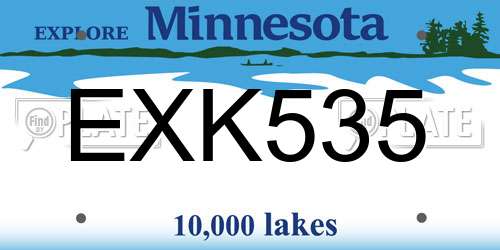 EXK535 Minnesota License Plate
