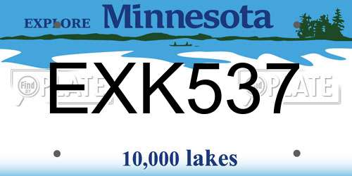 EXK537 Minnesota License Plate