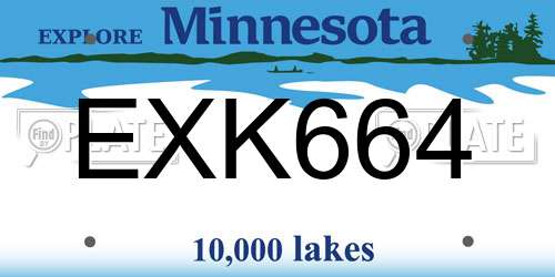 EXK664 Minnesota License Plate