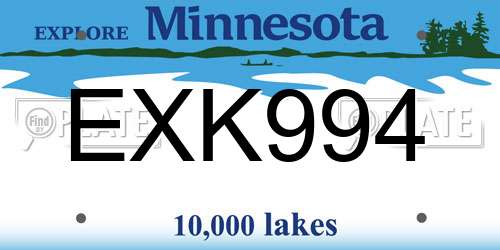 EXK994 Minnesota License Plate