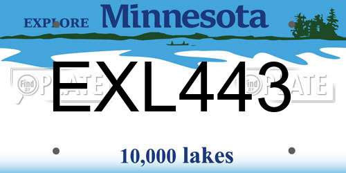 EXL443 Minnesota License Plate