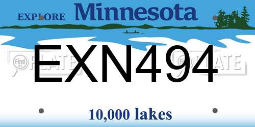 EXN494 Minnesota License Plate