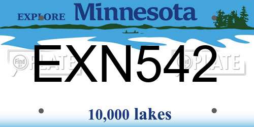 EXN542 Minnesota License Plate