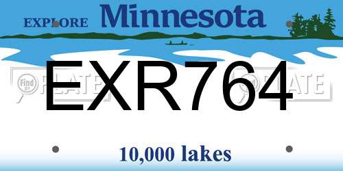 EXR764 Minnesota License Plate