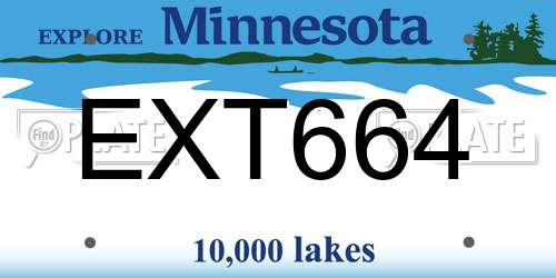 EXT664 Minnesota License Plate