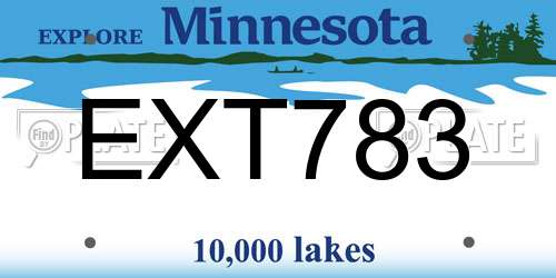 EXT783 Minnesota License Plate