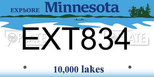 EXT834 Minnesota License Plate
