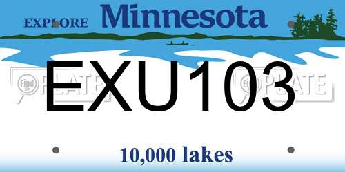 EXU103 Minnesota License Plate