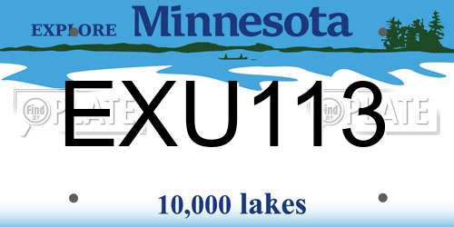 EXU113 Minnesota License Plate