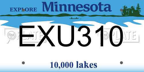 EXU310 Minnesota License Plate