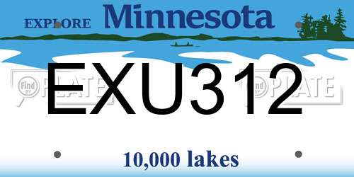 EXU312 Minnesota License Plate