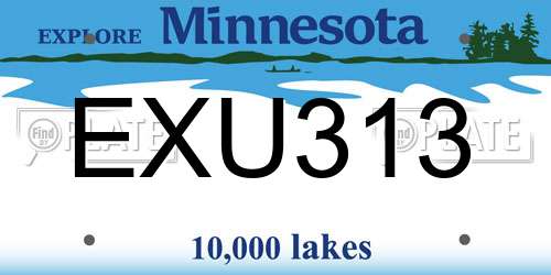 EXU313 Minnesota License Plate