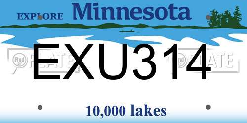 EXU314 Minnesota License Plate