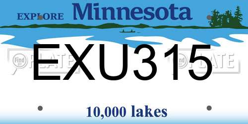 EXU315 Minnesota License Plate