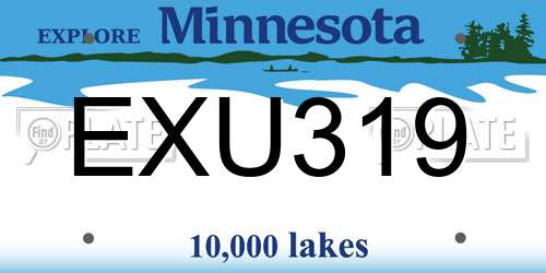 EXU319 Minnesota License Plate
