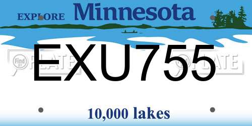 EXU755 Minnesota License Plate