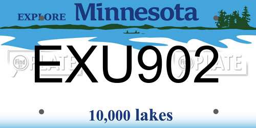 EXU902 Minnesota License Plate