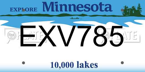 EXV785 Minnesota License Plate