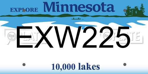 EXW225 Minnesota License Plate