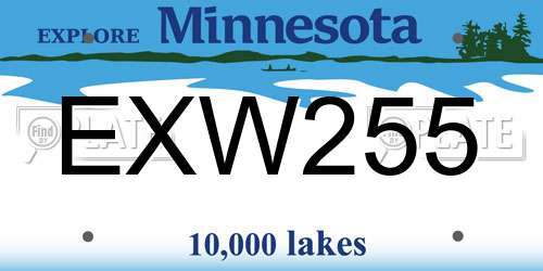EXW255 Minnesota License Plate