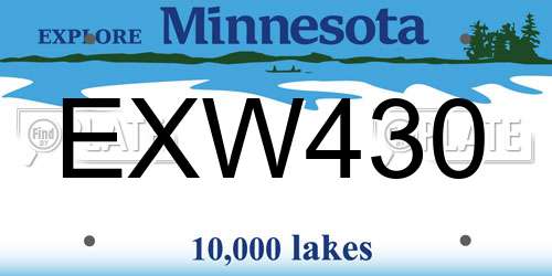 EXW430 Minnesota License Plate