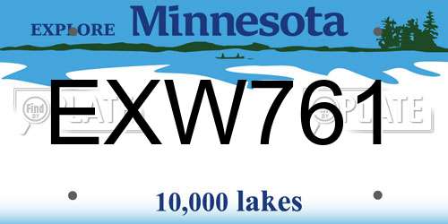 EXW761 Minnesota License Plate