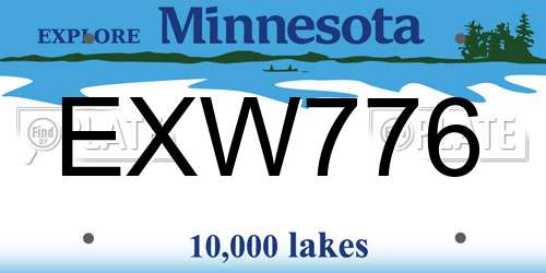 EXW776 Minnesota License Plate