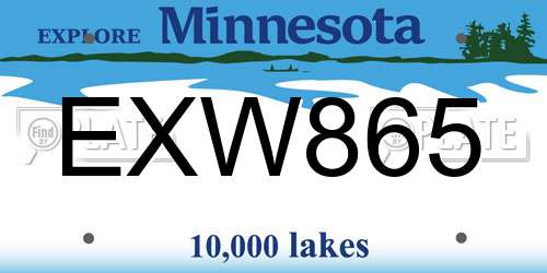 EXW865 Minnesota License Plate