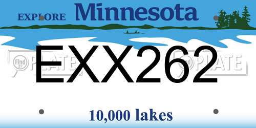 EXX262 Minnesota License Plate