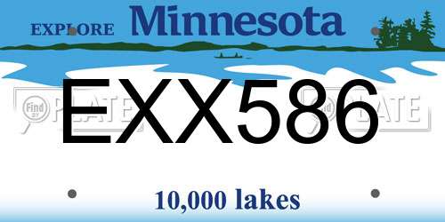 EXX586 Minnesota License Plate