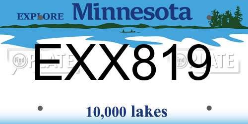 EXX819 Minnesota License Plate