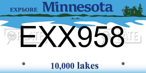 EXX958 Minnesota License Plate