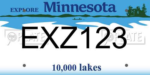 EXZ123 Minnesota License Plate