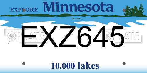 EXZ645 Minnesota License Plate
