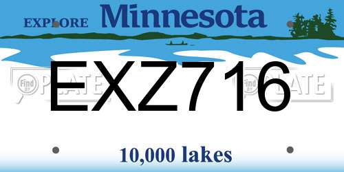EXZ716 Minnesota License Plate