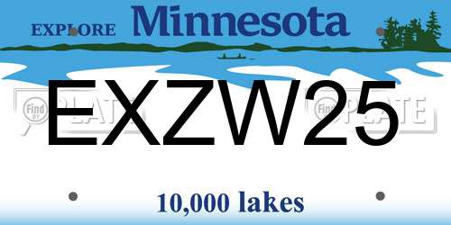 EXZW25 Minnesota License Plate