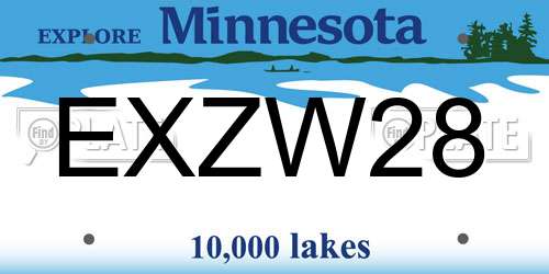 EXZW28 Minnesota License Plate