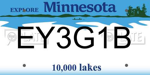 EY3G1B Minnesota License Plate