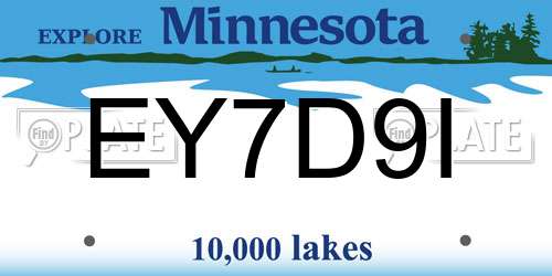 EY7D9I Minnesota License Plate