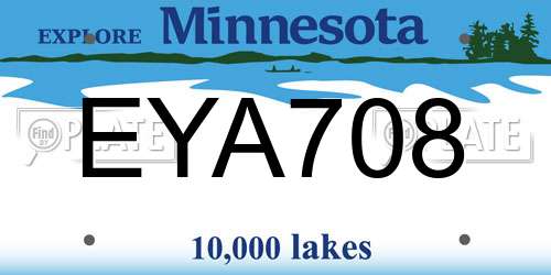 EYA708 Minnesota License Plate