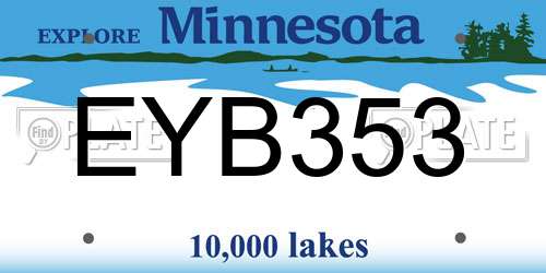 EYB353 Minnesota License Plate