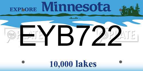 EYB722 Minnesota License Plate
