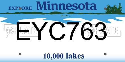 EYC763 Minnesota License Plate