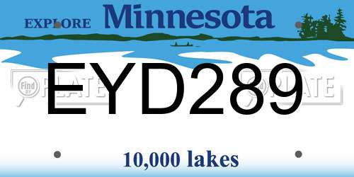 EYD289 Minnesota License Plate