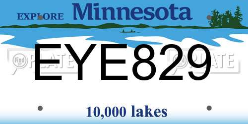 EYE829 Minnesota License Plate