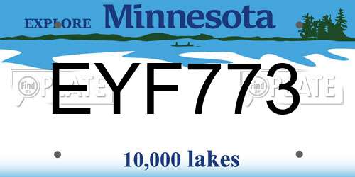 EYF773 Minnesota License Plate