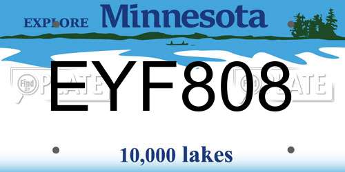 EYF808 Minnesota License Plate