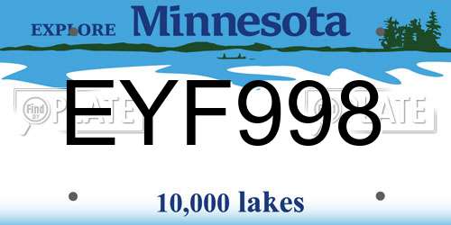 EYF998 Minnesota License Plate