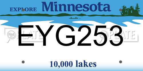 EYG253 Minnesota License Plate