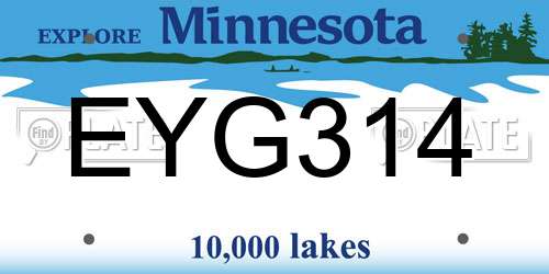 EYG314 Minnesota License Plate
